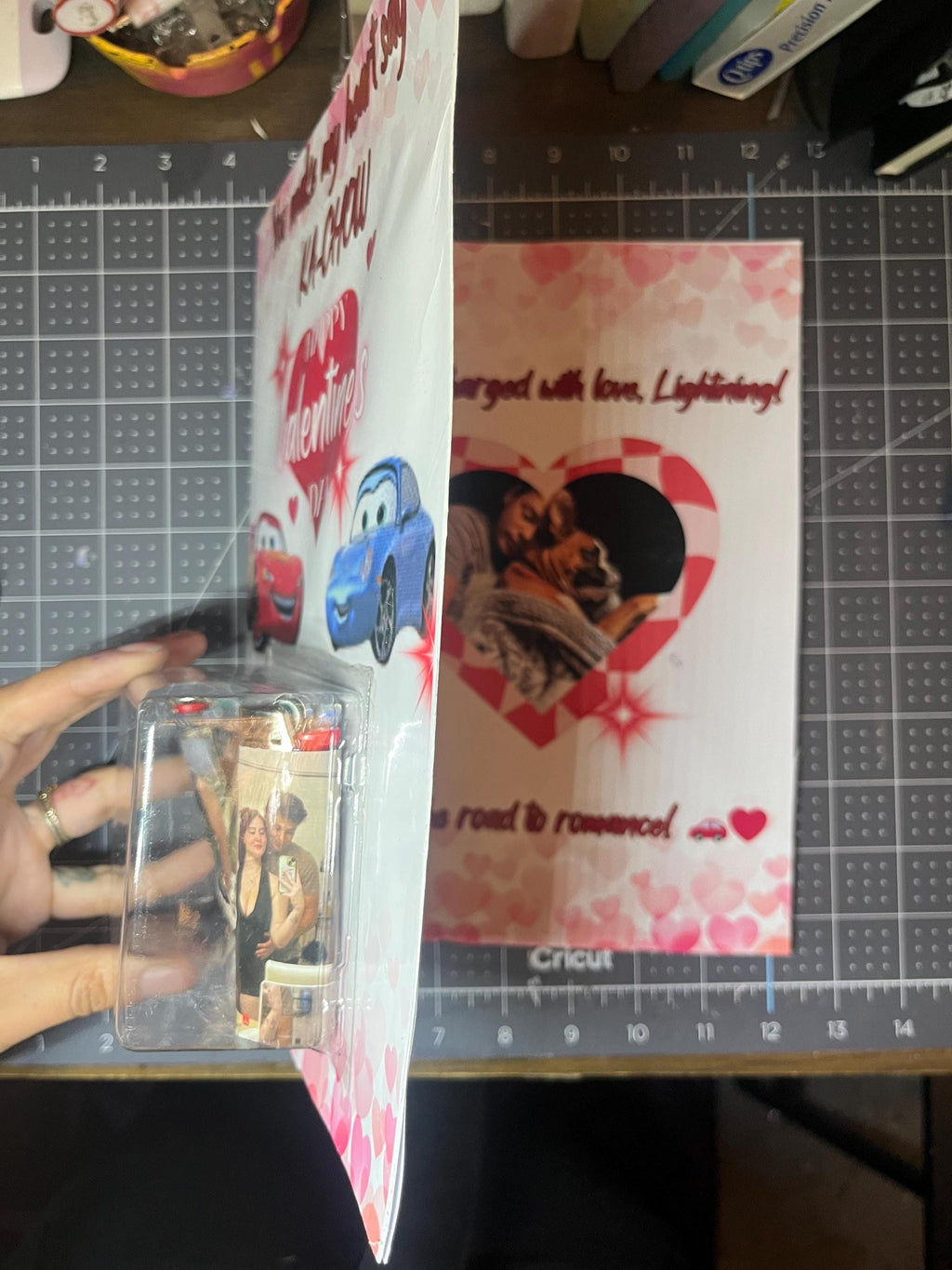 Customizable Jumbo prize  Anime Valentines Day Card lighting McQueen  Themed Pink & Red Color Way TEMPLATE