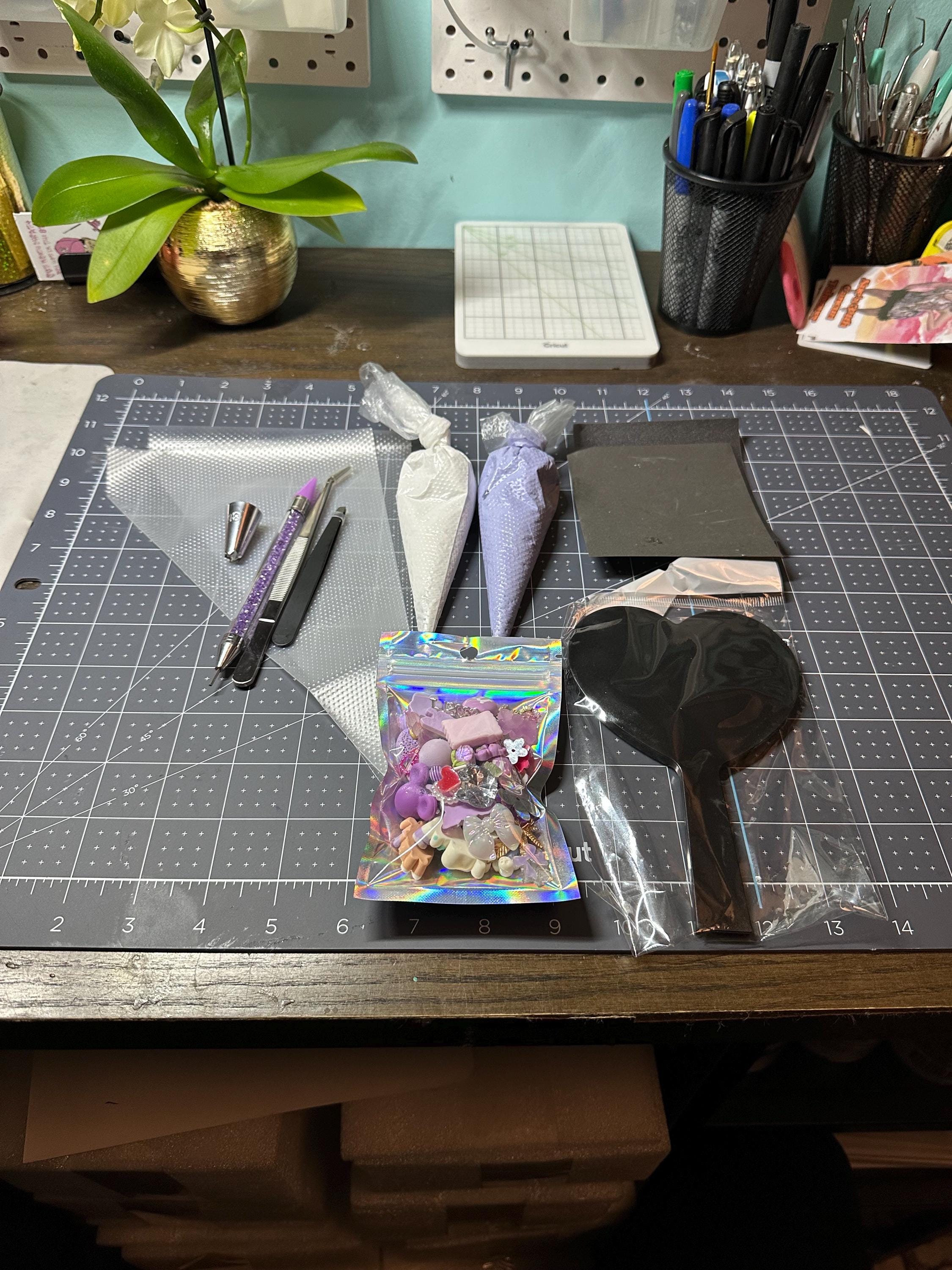 DIY custom decoden handheld heart shaped mirror KIT