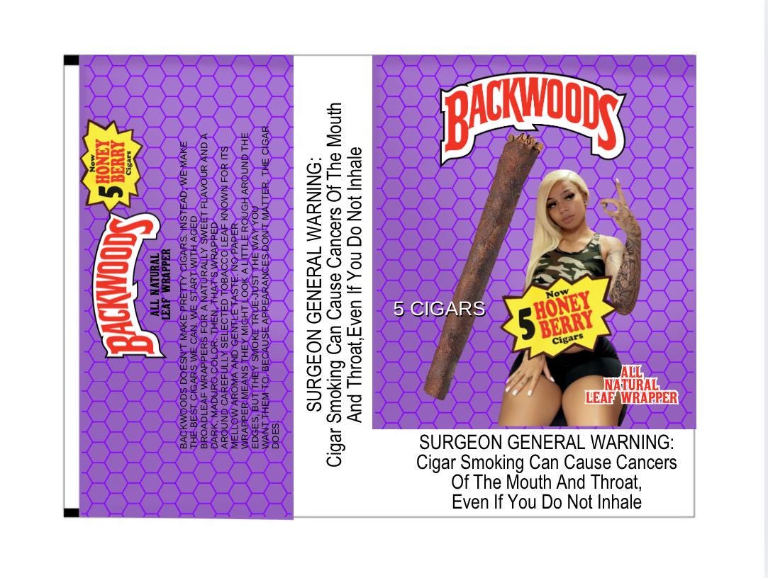 Customizable 5 pack Honeyberry  backwood wrapper custom photo  backwood wrapper TEMPLATE
