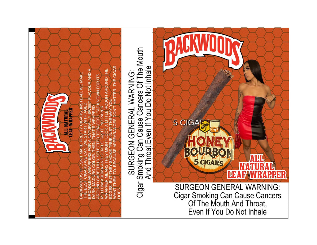 Customizable 5 pack Honey Burbon backwood wrapper custom photo  backwood wrapper TEMPLATE