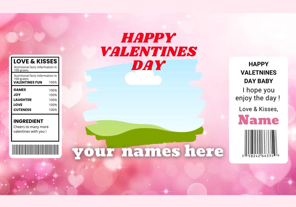 Customizable Valentines chip bag wrapper TEMPLATE