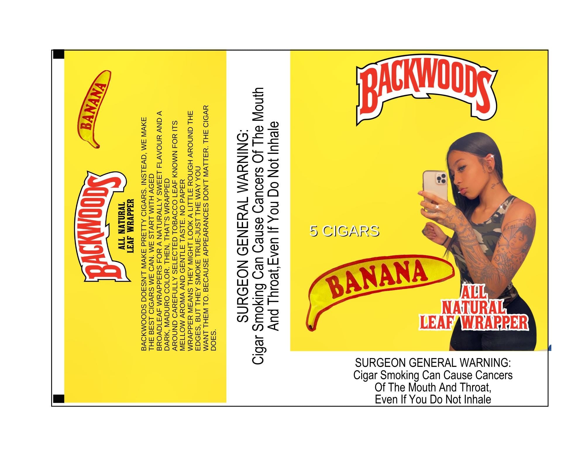 Customizable 5 pack Banana backwood wrapper custom photo  backwood wrapper TEMPLATE
