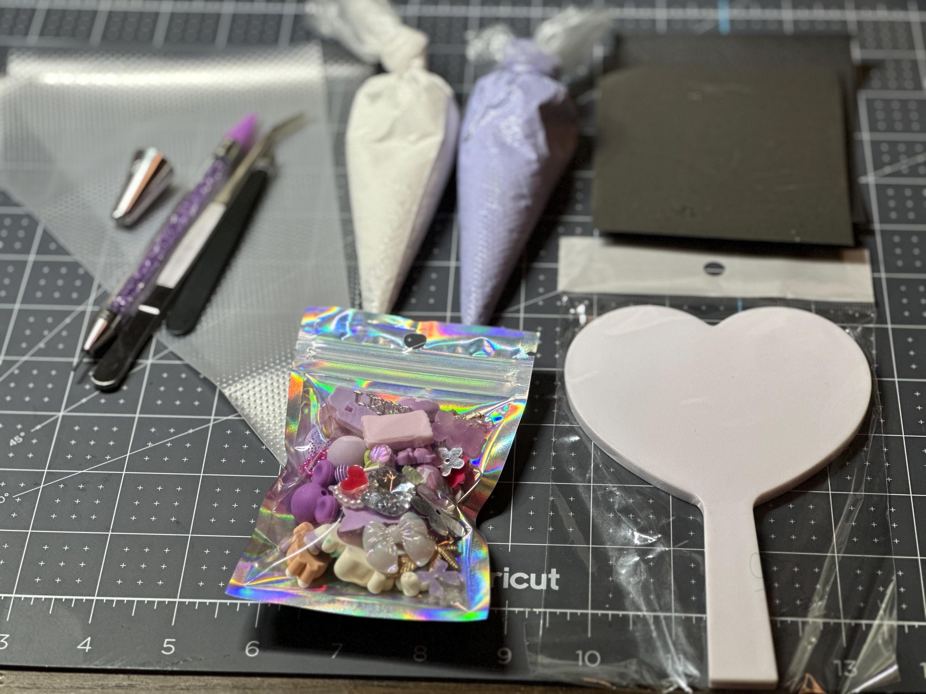 DIY custom decoden handheld heart shaped mirror KIT