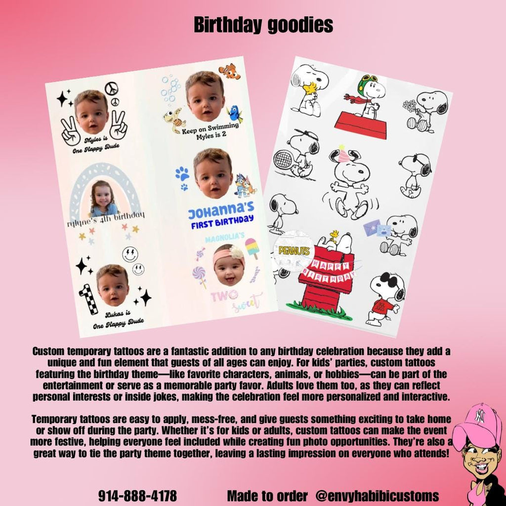 Temporary tattoo sheets