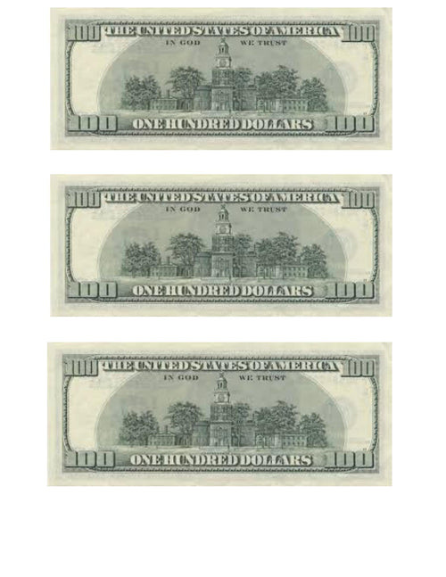 100 bill play money birthday money old 100 green bill