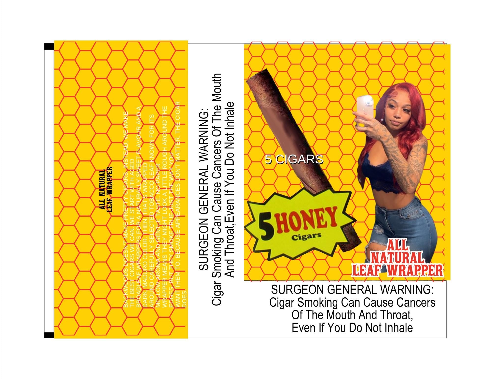 Customizable 5 pack Honey  backwood wrapper custom photo  backwood wrapper TEMPLATE