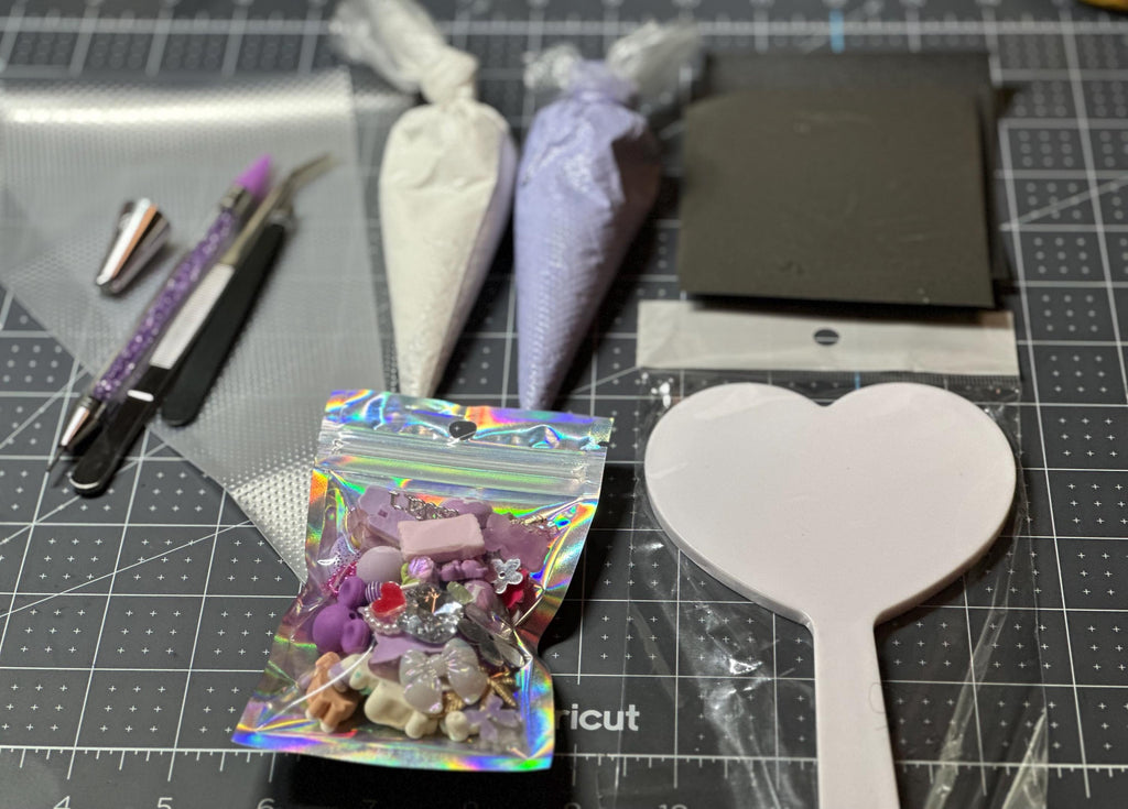 DIY custom decoden handheld heart shaped mirror KIT