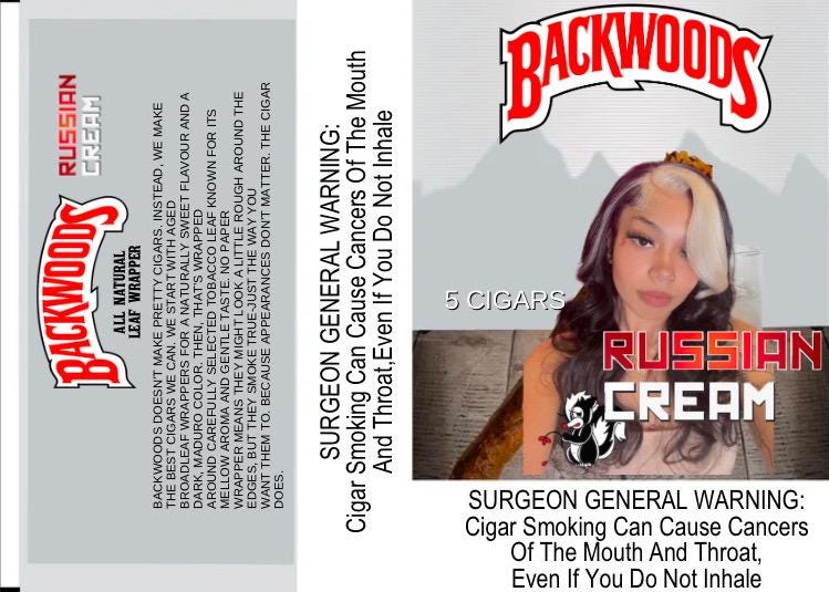 Customizable 5 pack Russian cream backwood wrapper custom photo  backwood wrapper TEMPLATE
