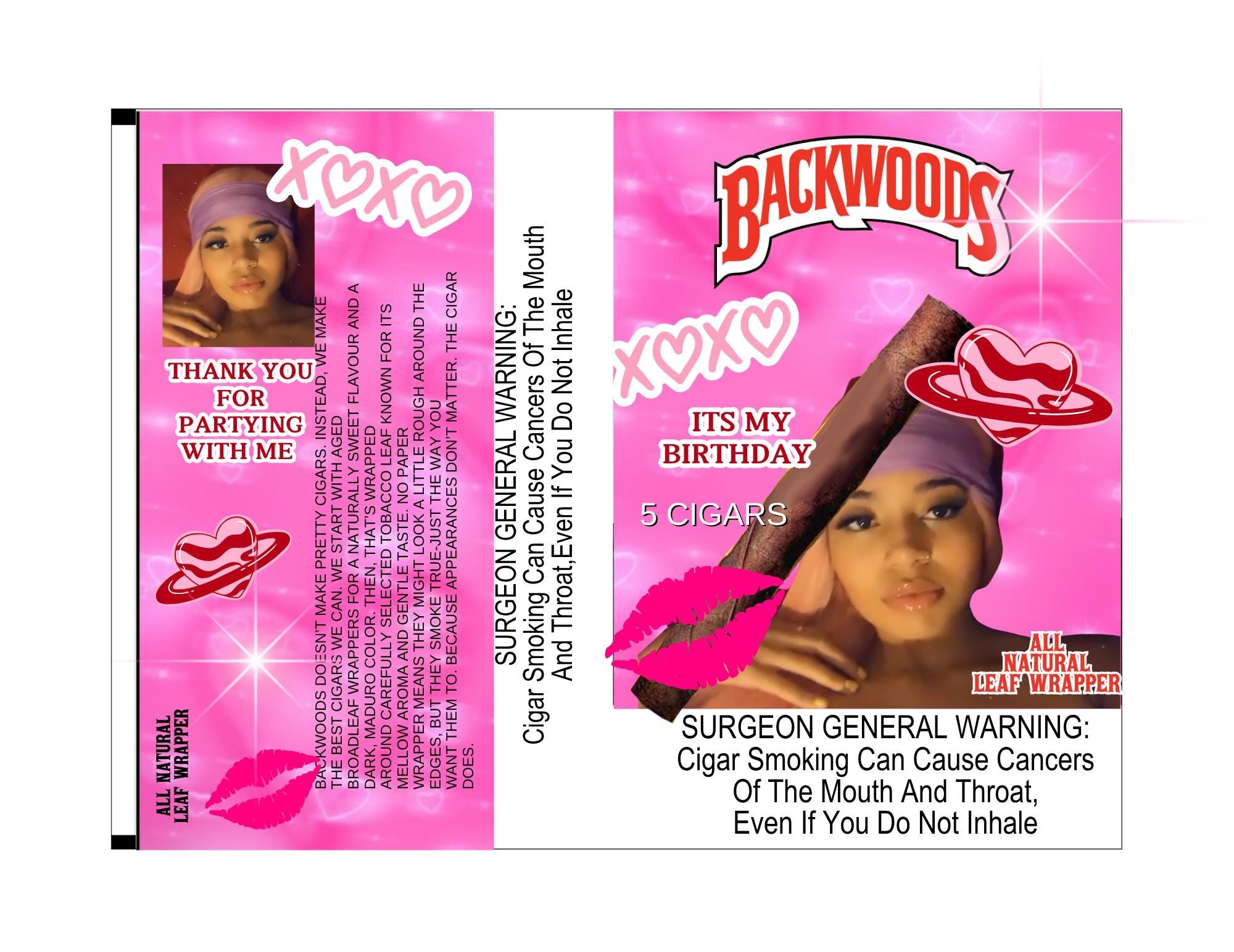 Customizable 5 pack   backwood wrapper custom photo hearts pink  theme  backwood wrapper TEMPLATE