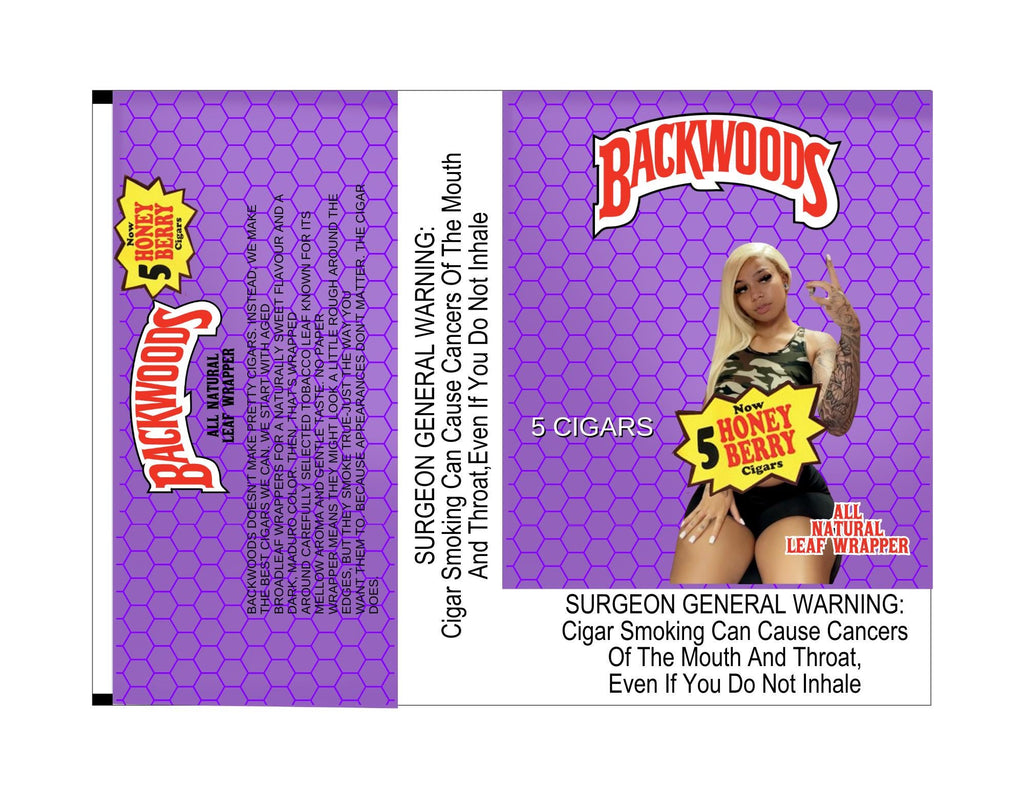 Customizable 5 pack Honeyberry  backwood wrapper custom photo  backwood wrapper TEMPLATE