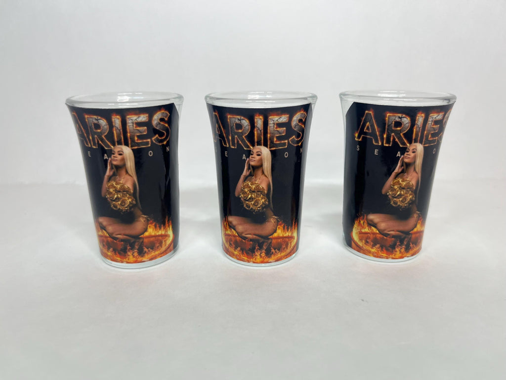 set of 3 tall custom shot glasses